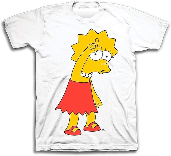 The Simpsons Mens Lisa Classic Shirt L is for Loser Graphic T-Shirt, White, L