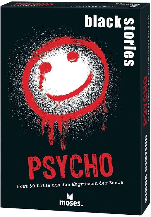 Moses. Black Stories Psycho - 50 Rätsel mit Fällen aus den Abgründen der Seele Krimi Kartenspiel mit Spielvariante und Punktechips Rätselspiel für Jugendliche und Erwachsene