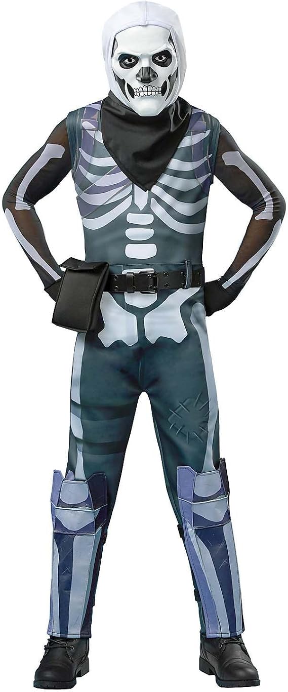 Spirit Halloween Fortnite Kids Skull Trooper Costume | Officially Licensed | Video Game Cosplay | Group Costume | Jumpsuit