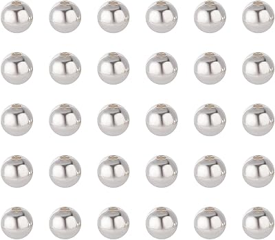25 Pieces Genuine 925 Sterling Silver Round Ball Beads 5mm Tiny Spacer Beads Jewelry Making Loose Beads Finding for DIY Bracelet Necklace Dangle Earring