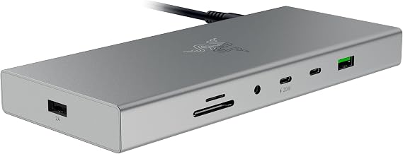 Razer USB 4 Dock - Oyun ve Üretkenlik için 14 Bağlantı Noktalı Yüksek Hızlı Dock - Çift Ekran Desteği, Cihaz Şarjı (3x USB-C, 5x USB-A, HDMI, DisplayPort, Gigabit Ethernet) Beyaz