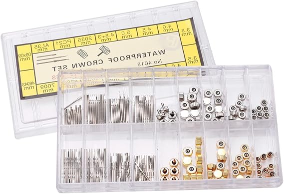 Ejoyous Watch Crown and Stem Replacement Kit Repair Tool with Storage Box