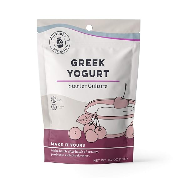 Cultures for Health Greek Yogurt Starter Culture | 2 Packets Dehydrated Heirloom Style DIY Probiotic Yogurt | Delicious for Smoothies, Granola and Berries, Tzatziki, Soup, Other Healthy Snacks