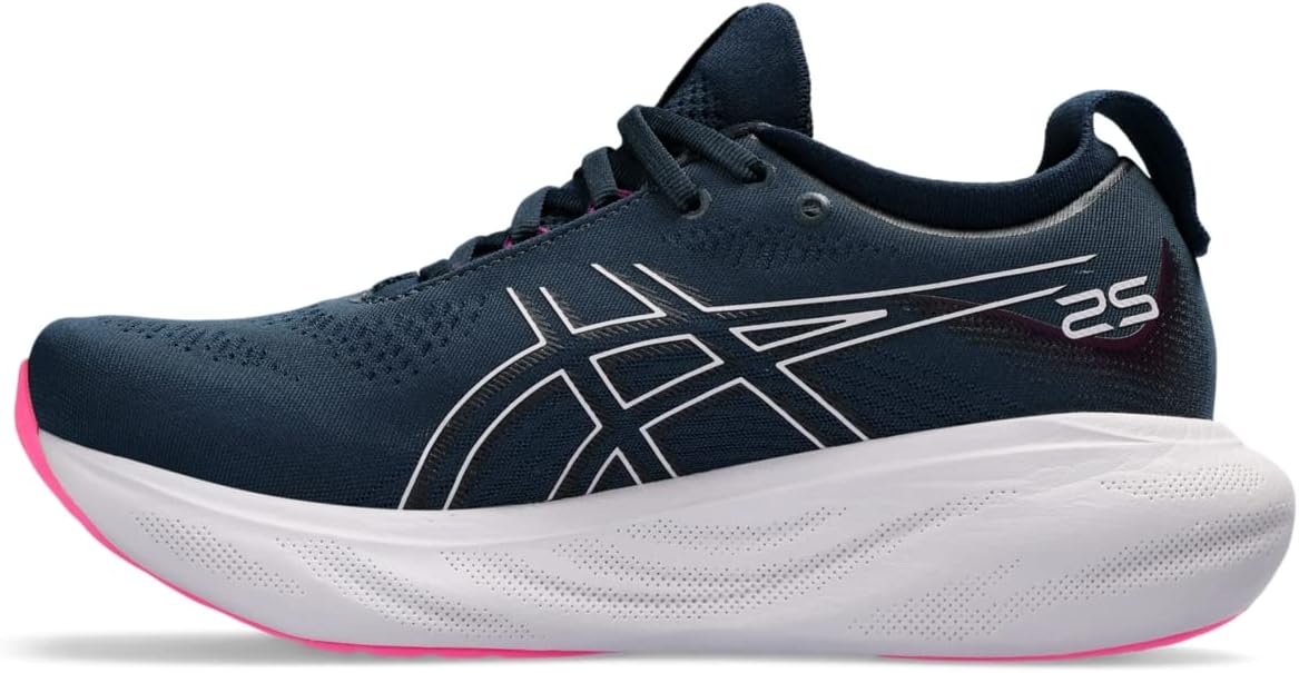 ASICS Nimbus 25 Road Running Shoe for Woman Black White