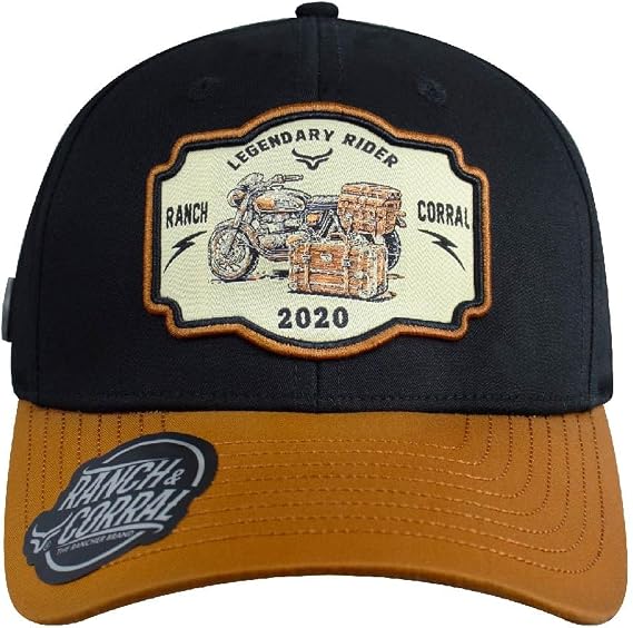 Ranch & Corral 2020 Legendary Motorcycle Cap Black Brown, Black, 3-5 3/8