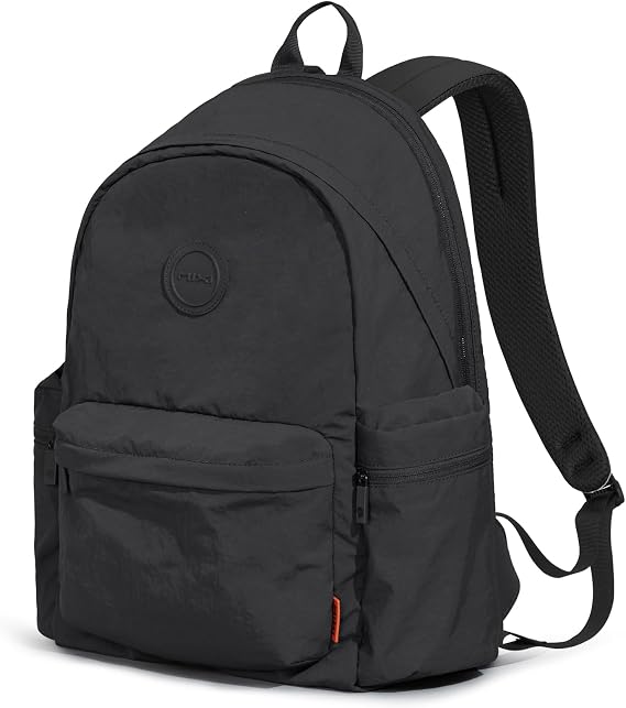 mixi Outdoor Lightweight Backpack Casual Carry On Laptop Backpack Travel Bookbag for Women Men, Water Resistant Durable Hiking Bag for Camping Weekender Sports College Work, 17 Inch, Black
