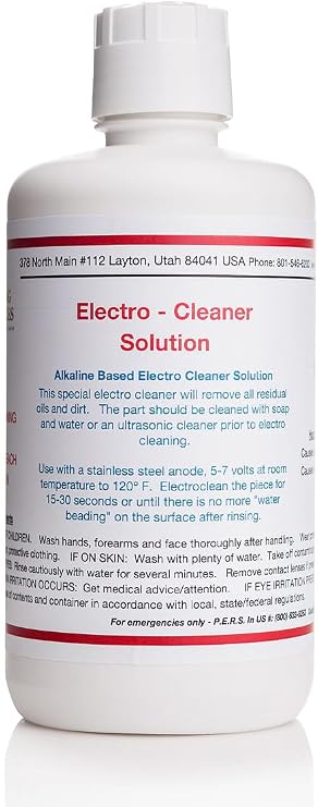 Gold Plating Services 32 oz/1 Liter - Electro - Cleaner Solution - Bath or Brush Electroplating Supplies