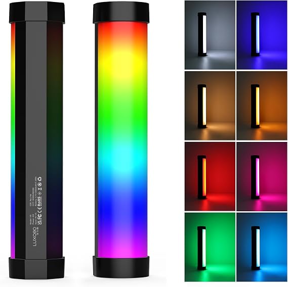 LUXCEO Handheld Light Wand, RGB LED Camera Light for Photography, 2000mAh Rechargeable Mini Light Stick Dimmable 3000K/6000K CRI95+, Tube Light for YouTube, TikTok, Video Recording