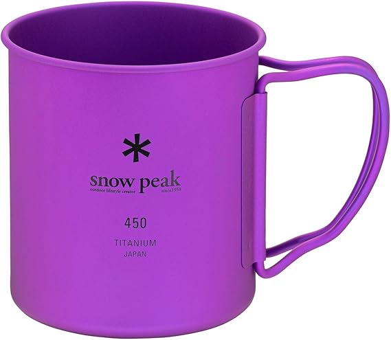 Snow Peak Titanium Single Wall 450 Cup, Purple, Lightweight, Compact & Durable Mug for Backpacking, Camping & Outdoors