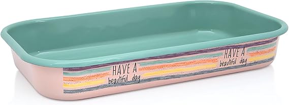 Enamel Roasting Pan with Handles (Have a Beautiful Day)