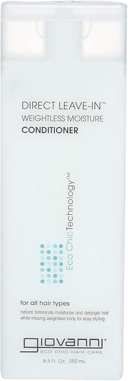 GIOVANNI Direct Leave In Weightless Moisture Conditioner - Co-Wash, Great for Curls & Wavy Hair, Wash & Go, Salon Quality, No Parabens, Infused with Natural Botanical Ingredients - 8.5 oz