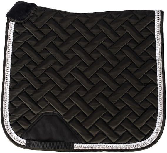 Schneiders Satin Dressage Pad with Bling Upscale Dressage Pad | Basketweave Print | Comfortable Fit | Relief for Wither | Bling Accents