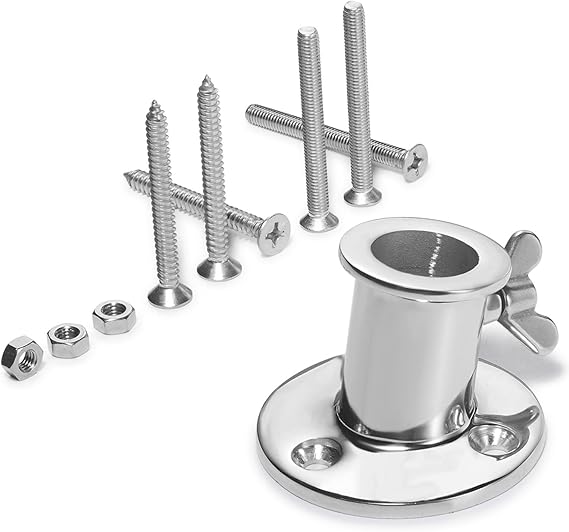 ZOMCHAIN Flag Pole Bracket Base, Flag Pole Holder - 316 Stainless Steel, Heavy Duty Flagpole Mount for Flagpole Within 1 inch