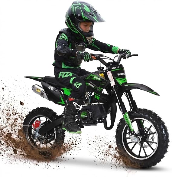 Kids Dirt Bike, 50cc/ Gas Powered Dirt Bike for Kids 8-14, 2-Stroke Mini Dirt Bike, Pull Start Motorcycle, 10-Inch Off Road Tires, Disc Brakes, 25 MPH, 330 lb Max Load
