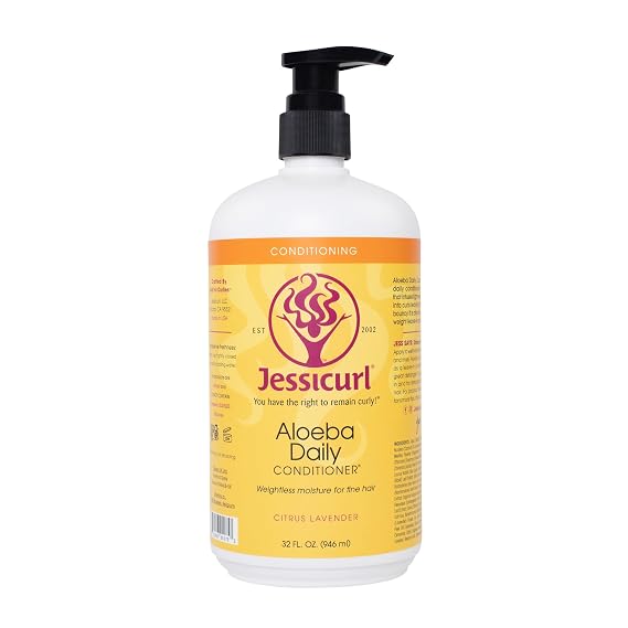 Jessicurl Aloeba Daily Conditioner For Curly Hair, Citrus Lavender, 32 Fl Oz Leave-In Conditioner And Detangling Solution For Fine Hair