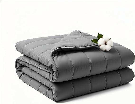 RJOP Weighted Blanket for Adults Queen Size (60x80, 20lbs), Soft Cotton with Premium Glass Beads for Bedding, Couch & Napping All Season (60''x80'' 20lbs | Grey)