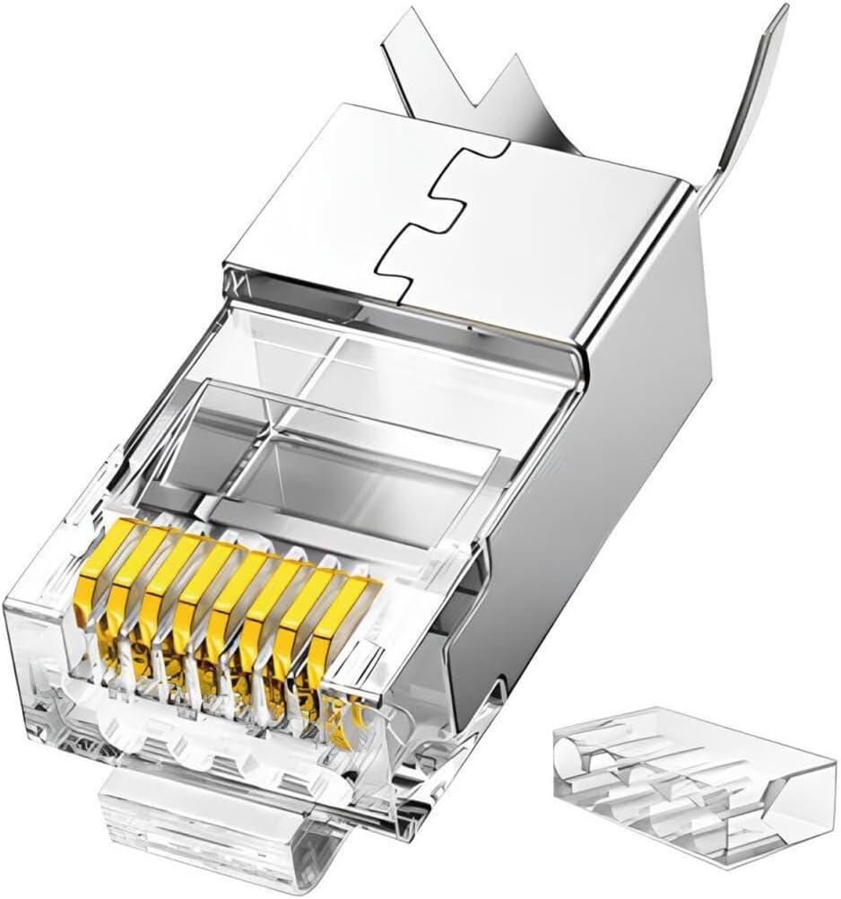 VegGieg Cat7 10 Gigabit Metal RJ45 Ethernet Connector Gold Plated Protected 25 Pieces