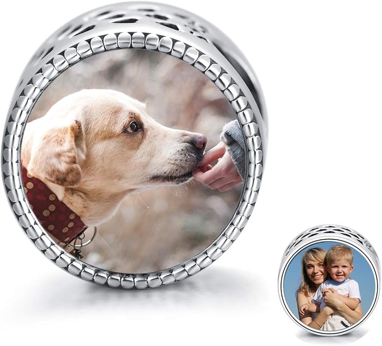 LONAGO Personalized Photo Charm for Bracelet Sterling Silver Customize Picture Charms Gift for Women