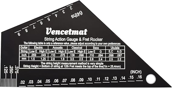 Guitar String Action Gauge, String Height Ruler, Guitar Fret Rocker, Fret Leveling Guide, Buzzing Fret Catcher, 1mm Thickness, Laser Etching, High Precision Graduations,Luthier Tools