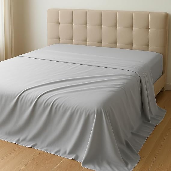 100% Viscose Derived from Bamboo Twin Size Flat Sheet Only Luxury Soft, Cooling & Breathable Top Sheet for Hot Sleepers & Sensitive Skin ([Gray])