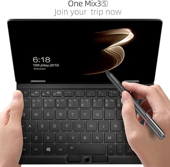 [3rd Generation] One Netbook One Mix 3S Yoga 8.4" Black Pocket Laptop Win10 OS Mini Laptop CPU Core M3-8100Y,2560X1600 Touch Screen Tablet PC 16GB RAM/512GB Storage
