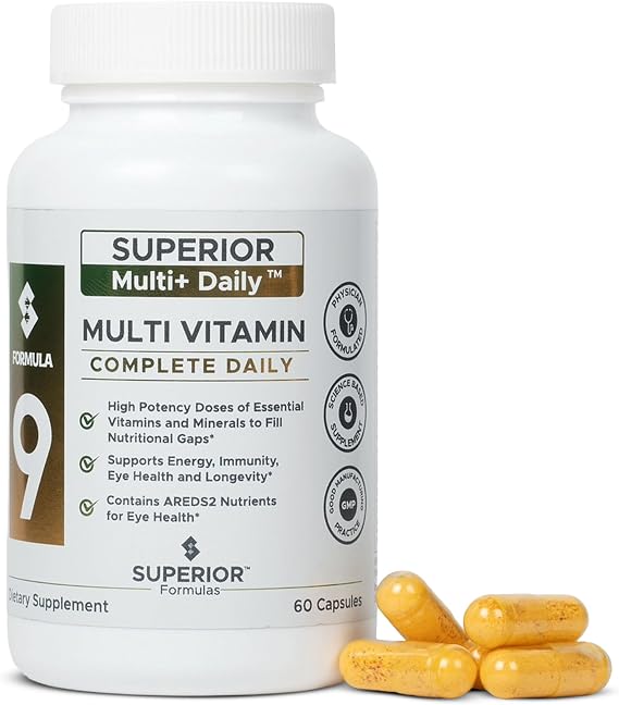 Superior Formulas High Potency Multivitamin for Men & Women | Methylated Folate & B12 | Physician-Formulated by Dr. Geiler MD | Lutein, Zeaxanthin | Third-Party Tested USA | 60 Capsules