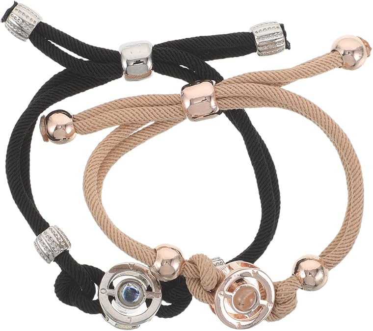2Pcs Long Distance Touch Bracelet For Couples, Vibration Couples, Remote Smart Matching Adjustable Strap Bracelets Long Distance Relationship Girlfriend Boyfriend