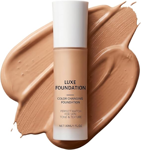 Luxe Colour Changing Foundation, Luxe Foundation For Mature Skin - Fits Skin Tone, Lightweight Texture Korean Foundation, Medium Coverage, Buildable Formula, Long-Lasting Natural Finish, Korean Makeup
