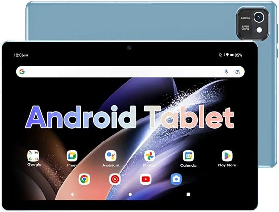 Tablet 10 inch Android Tablets, 6GB RAM 64GB ROM 512GB Expand, Quad-Core Processor, 1280x800 LCD Touch Screen, WiFi, Dual Camera, BT, 6000mAh Battery