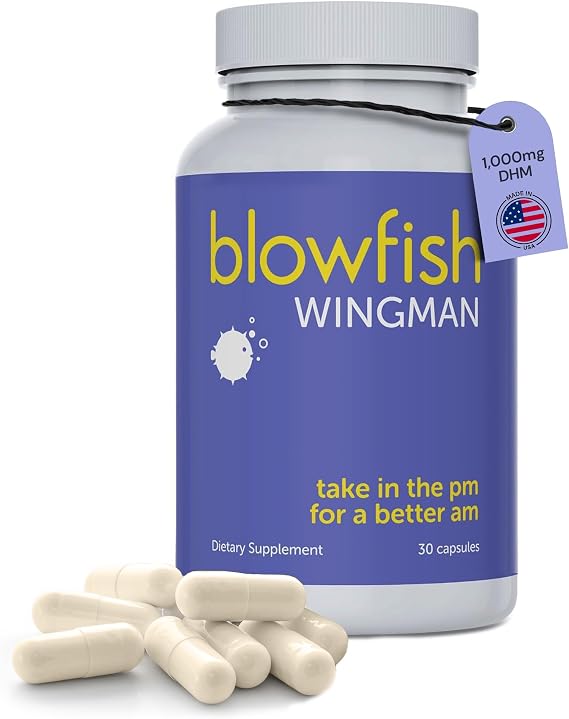 Blowfish Wingman | Supplement with DHM + L-Cysteine + Electrolytes | Feel Better After Drinking | Pre-Alcohol Liver Support & Hydration
