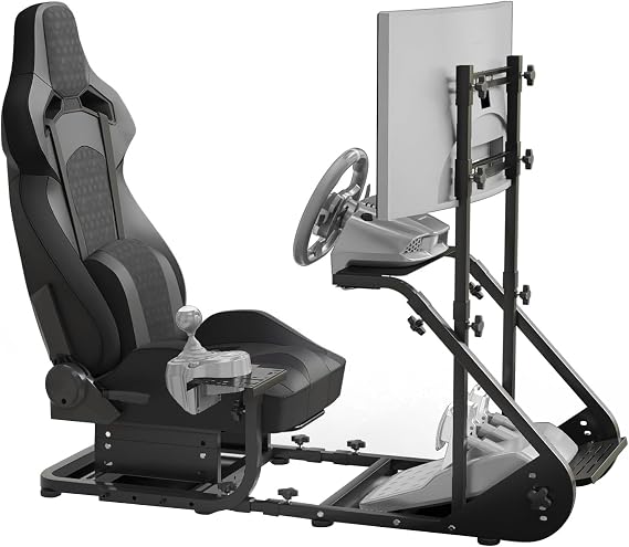 Racing Simulator Cockpit Universal Driving Seat Frame Compatible with Fanatec Thrustmaster Logitech Moza for PS5 PS4 Xbox PC Gaming Setup with Enhanced Stability