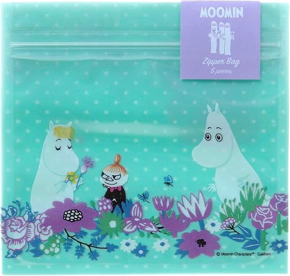 Gakken StaFul Moomin Zip Bag, Zippered Poly Bag, Blue R04235
