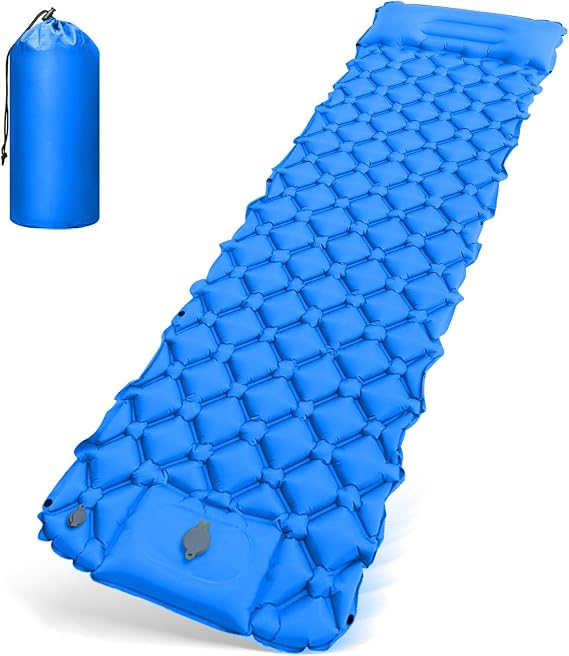 Camping Sleeping Pad, Ultralight Self Inflating Camping Mat with Air Pump | Quick Self-Inflation, Compact Design, No Extra Tool, Lightweight for Backpacking, Ideal for Camping/Hiking/Beach/Travel