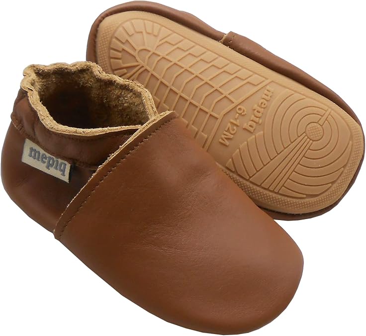 Baby Leather Moccasins Anti-Slip Rubber Sole Pre-Walker Crib Shoes