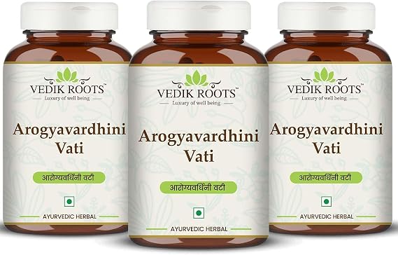 Arogyavardhini Vati Tablets 120 Tablets - Pack of 3 Daily Use - Ayurvedic Herbal Supplement Adults Traditional Wellness Formula with Kutki Shilajit Guggulu GMP Certified