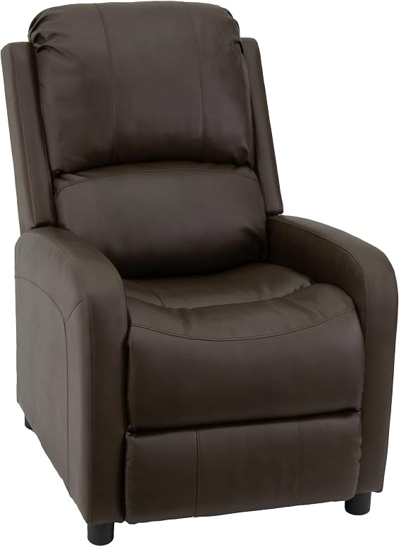 RecPro Charles 28" RV Push-Back Recliner | Small RV Chair | RV Furniture | Suprima Faux Leather (Chestnut)