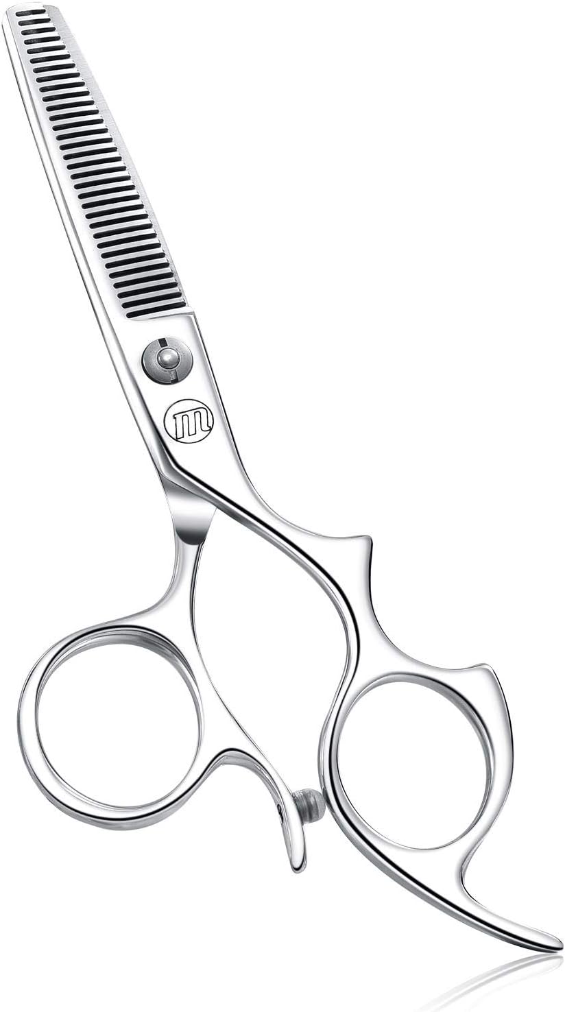 Moontay 5.5" Hair Cutting Shears Set with Large Finger Holes, Professional Barber Stylist Thinning Shears, Salon Hair Cutting Scissors, 440C Japanese Stainless Steel, Silver