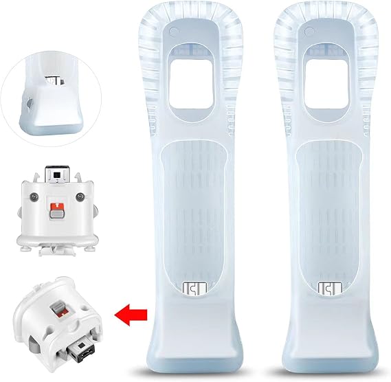 NC 2 Pack Wii Motion Plus Adapter with 2 Silicon Case, for Wii Remote Controller, Motion Plus Adaptor Accelerator,wii Motion Plus Attachment (White)