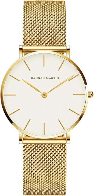 Gold Watches for Women Classy Round Quartz Watch Minimalist Waterproof Ladies Bracelet Wrist Watch,Stainless Steel Band,Reloj Mujer