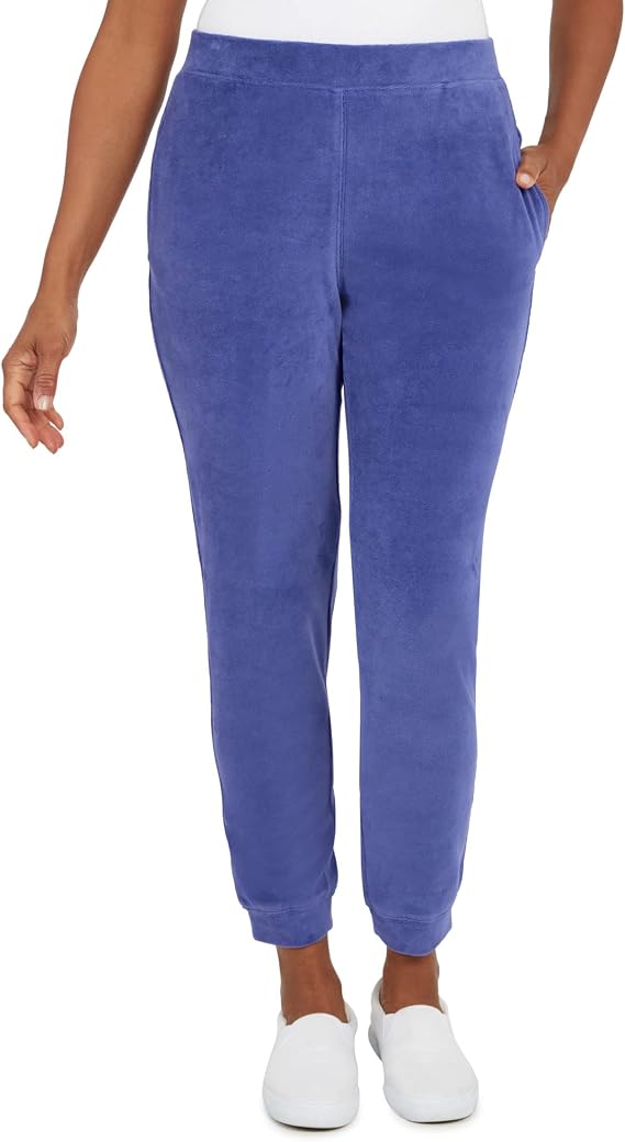 Alfred Dunner Women's Womens Velour Knit Pull-On Jogger Pants