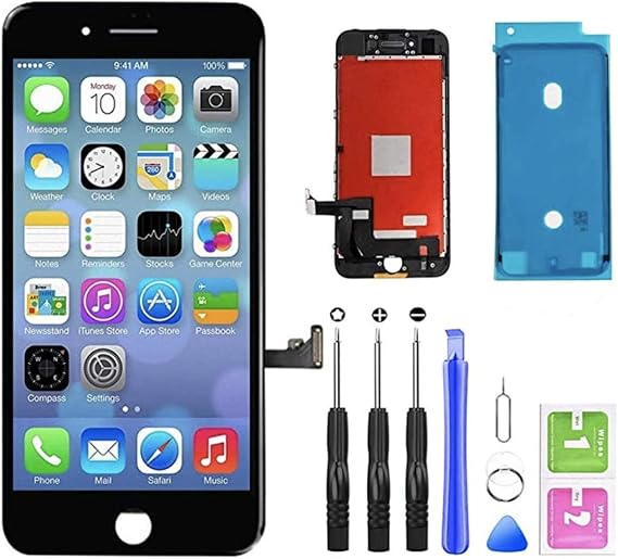 for iPhone 7 Screen Replacement,LCD Display and Touch Screen Digitizer Replacement Frame Assembly with Repair Tool Kit (Black)