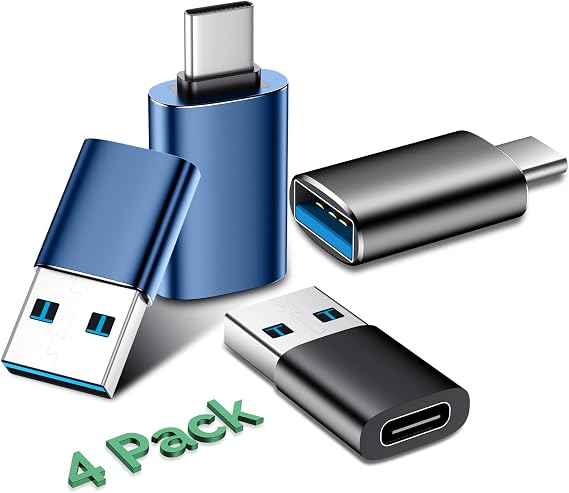 USB to USB C Adapter Combo 4-Pack, 10Gbps Type C Converter