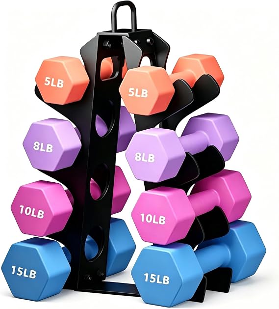 3-Tier | 4-Tier Dumbbell Rack for Dumbbells , A-Frame Weight Stand Only, Compact Space-Saving Design for Home Gym, Heavy-Duty Alloy Steel Organization Rack (Dumbbells Not Included )