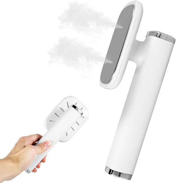 Travel Mini Steam Iron Portable Ironing Machine Foldable Handheld Steam Iron Fast Heating Clothes Steamer 180° Rotatable Micro Steamer Iron Support Dry and Wet Ironing for Travel, Home, Office (White)