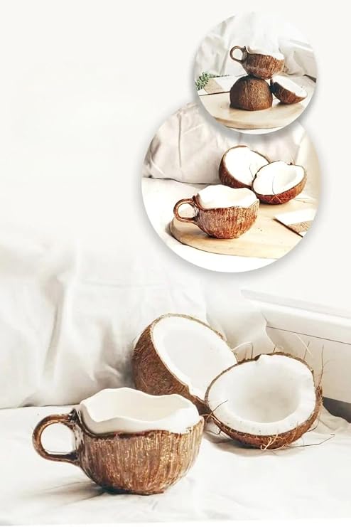 ARVALE El Yapımı Coconut Kupa 350 ml Estetik Kahve Fincanı