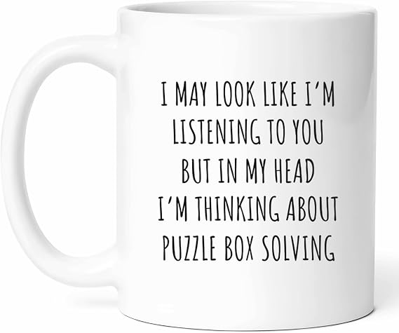 I'm Thinking About Puzzle Box Solving Mug - Riddle Master Coffee Cup - Problem Solver Funny Gift From Friends - Brain Teaser Tea Mugs - Cups - 11 Oz Ceramic Gifts For Lovers, Birthday, Him, Her