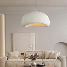 Modern Wabi-sabi Pendant Light Japanese Style Bedroom Living Room Dining Room Concrete Hanging Lamp with E27 Base Bird's Nest Shape Chandelier for Kitchen and Hallway Height-Adjustable Lightin [Energy Class A++]