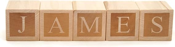 Personalized Engraved Wooden Baby Name Blocks Premium Hardwood Letter Blocks for Nursery Decor & Keepsake Gift