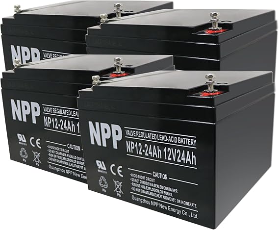 NPPower NP12-24Ah (T12,4 Pcs) with Insert Terminals 12V 24Ah Sealed Lead Acid Battery Replace for Security Systems, Solar System, Scooter Bike, HR24-12, HR24 and Dr Power 6-dzm-24