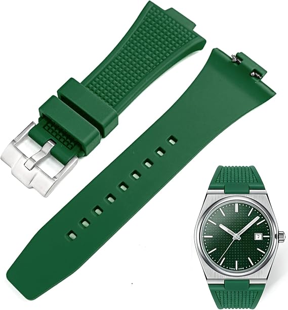 YISIWERA Quick Release Rubber Watch Band for Tissot PRX, FKM Silicone Strap for Men Women Tissot PRX 40mm Watch Series with Tang Buckle